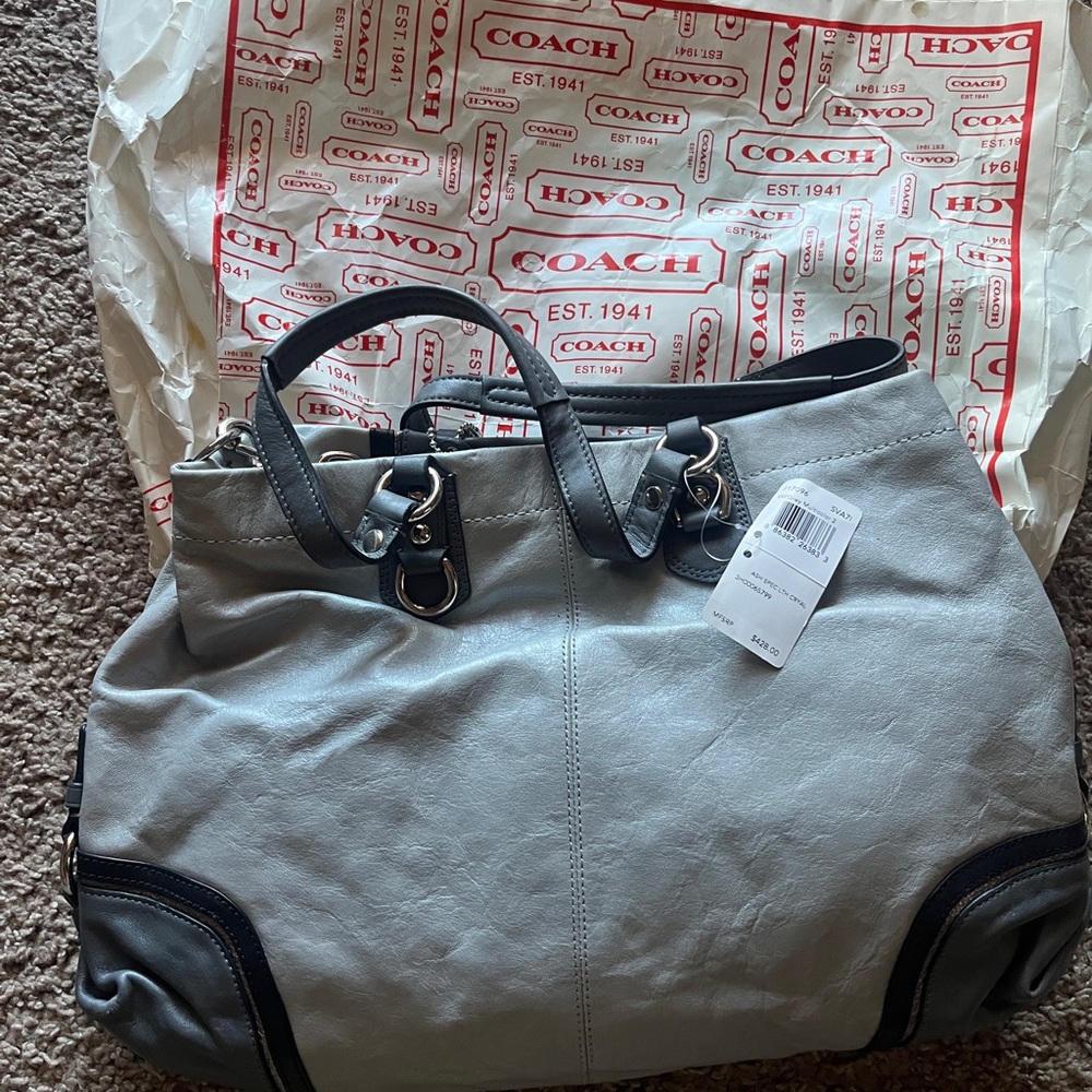 Coach Two-Tone Gray and Black Shoulder Bag